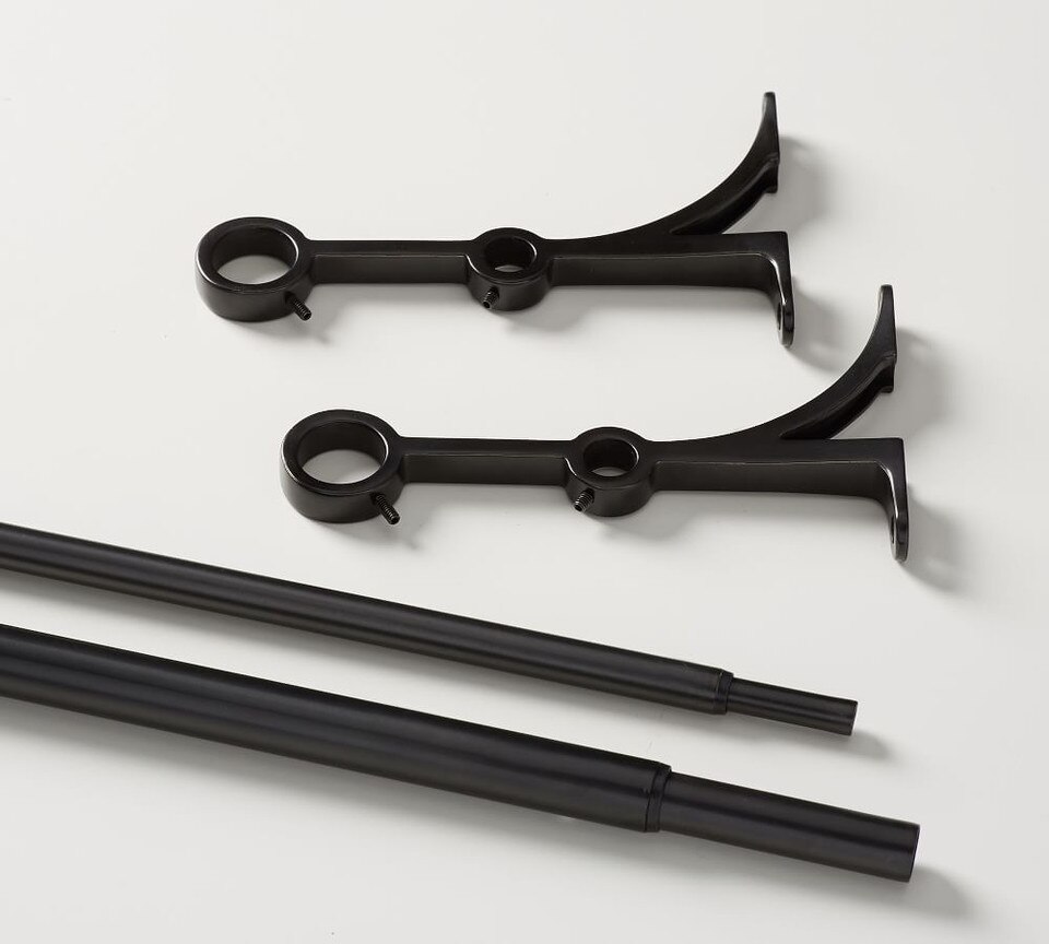 Antique Bronze Double Curtain Rod & Wall Bracket